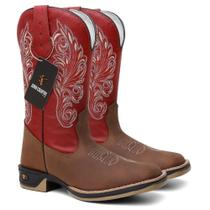 Bota Texana em Couro Cano Vermelho Sola Jump Ref. Jump-Crazy-Vermelho