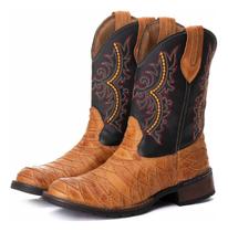 Bota Texana Escamada Montaria Couro Bico Redondo Bota Texana Escamada Montaria Couro Bico Redondo