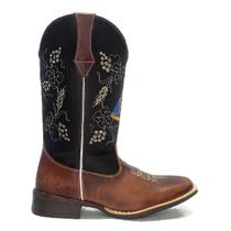 Bota Texana Feminina Aparecida Premium Couro Sela e Preta Bota Texana Feminina Aparecida Premium Couro Sela e Preta