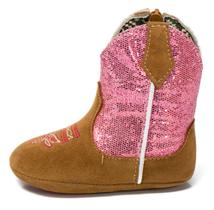 Bota Texana Feminina Baby Rosa Cano Alto Zíper Lateral