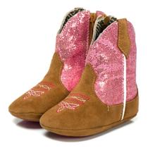 Bota Texana Feminina Baby Rosa Cano Alto Zíper Lateral