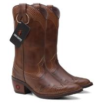 Bota Texana Feminina Bico Fino Cobra em Couro Ref. Sertaneja-Cobra