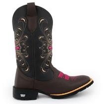 Bota Texana Feminina Bordada Country Couro Cano Longo Texas Gold Confortavél Bota Texana Feminina Bordada Country Couro Cano Longo Texas Gold Confortavél