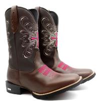 Bota Texana Feminina Botina C/ Zíper Palmilha Conforto Couro - rodeio boots