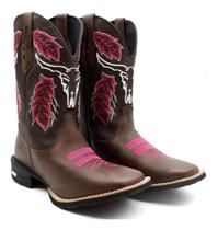 Bota Texana Feminina Botina C/ Zíper Palmilha Conforto Couro - rodeio boots