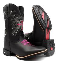 Bota Texana Feminina Botina Palmilha Conforto Couro -rodeio boots