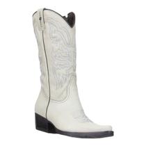 Bota Texana Feminina Branca Bico Fino Cow Way 33300