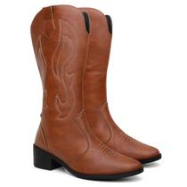 Bota Texana Feminina Cano Alto Country Western Confortável Casual Bota Texana Feminina Cano Alto Country Western Confortável Casual