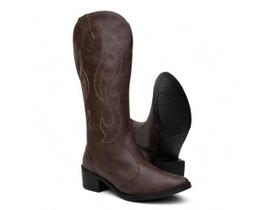 Bota Texana Feminina Cano Alto Salto Baixo Estilosa Western