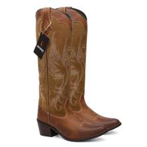 Bota Texana Feminina Cano Longo Phoenix em Couro Café Ref. Phoenix