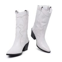 Bota Texana Feminina Cano Médio Branco Off Country Resistente