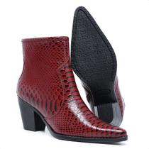 Bota Texana Feminina Coturno Cano Médio Bico Fino Zíper Lateral Salto Médio