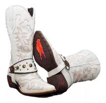 Bota Texana Feminina Country Cano Alto Cawboy Colorida Bico Fino Couro Forrada e Sola Costurada