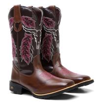 Bota Texana Feminina Country Em Couro Cara de Boi Ref. CDB-F