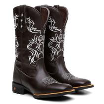 Bota Texana Feminina Country Em Couro Flor Branca Ref. Flor-Branca Bota Texana Feminina Country Em Couro Flor Branca Ref. Flor-Branca