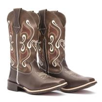 Bota Texana Feminina Country Western Cano Longo Bordada Macia Confortável