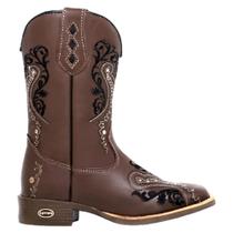 Bota Texana Feminina Couro Bordada Country