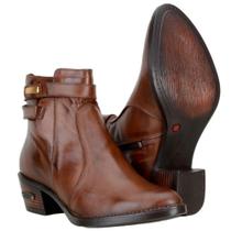 Bota Texana Feminina Couro Cano Baixo Zíper Conforto Estilo