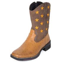 Bota Texana Feminina Couro Estrela DIfranca - VF202B - Whisky