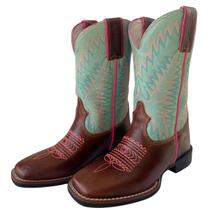 Bota Texana Feminina Durango Café Cano Verde Água