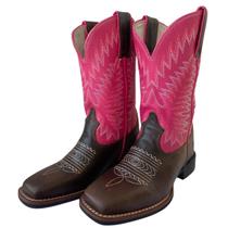 Bota Texana Feminina Durango Marrom Cano Rosa