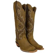 Bota Texana Feminina Goyazes Bico Fino Dakar Havana Solado Injetado Couro Café Ref256805CC