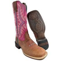 Bota Texana Feminina Goyazes Bico Quadrado Ranch Flare Couro Dallas Terra Atlanta E Pink Tachinha Azul Ref 256402CF02 Bota Texana Feminina Goyazes Bico Quadrado Ranch Flare Couro Dallas Terra Atlanta E Pink Tachinha Azul Ref 256402CF02