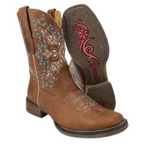 Bota Texana Feminina Goyazes Couro Dallas Terra Bico Quadrado Flex Ref. 243208CF Bota Texana Feminina Goyazes Couro Dallas Terra Bico Quadrado Flex Ref. 243208CF