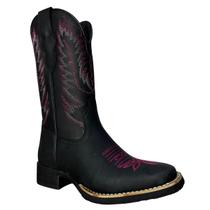 Bota Texana Feminina Hoper Dallas Preto Bico Quadrado Mexicana Boots Ref:41229 Cor:PretoTamanho:38
