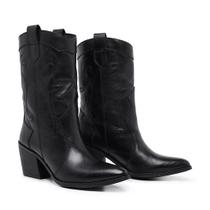 Bota Texana Feminina Preta Country Bico Fino Nova Tendencia