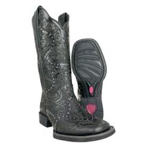 Bota Texana Feminina Vimar Fóssil Mustang Preto Sola Magnum Voo Ref. 13103 Bota Texana Feminina Vimar Fóssil Mustang Preto Sola Magnum Voo Ref. 13103