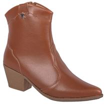 Bota Texana Feminina Western Bico Fino Salto Grosso