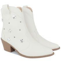 Bota Texana Feminina Western Cano Curto Salto Médio Estrelas Olzzy Bota Texana Feminina Western Cano Curto Salto Médio Estrelas Olzzy