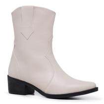 Bota Texana Feminino Zíper Cano Médio Moda Country Bico Fino Confortável