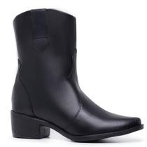 Bota Texana Feminino Zíper Cano Médio Moda Country Bico Fino Confortável