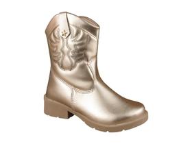 Bota Texana Fuffy Zíper Salto Bloco Ouro