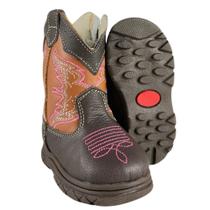 Bota Texana Infantil Big Bull Kids Couro Café Caramelo Com Bordado Rosa Ref. 39B Bota Texana Infantil Big Bull Kids Couro Café Caramelo Com Bordado Rosa Ref. 39B