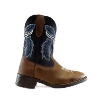Bota Texana Infantil Country Montaria Couro Legítimo Bordada Rodeio