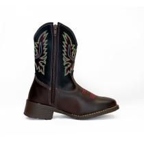 Bota Texana Infantil Country Montaria Couro Legítimo Bordada Rodeio