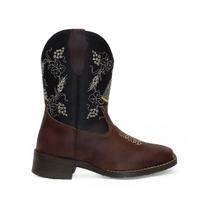 Bota Texana Infantil Couro Bordada Aparecida Country Confort cor:Pretotamanho:35Gênero:Unisex Bota Texana Infantil Couro Bordada Aparecida Country Confort cor:Pretotamanho:35Gênero:Unisex