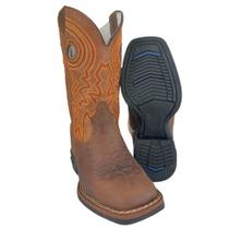 Bota Texana Infantil Durango Bico Quadrado Couro Marrom Kids Cano Terra Com Bordado Laranja E Vermelho Ref.12K141G2P Bota Texana Infantil Durango Bico Quadrado Couro Marrom Kids Cano Terra Com Bordado Laranja E Vermelho Ref.12K141G2P
