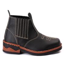 Bota Texana Infantil em Couro Preto Modelo Chelsea