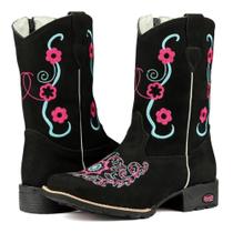 Bota Texana Infantil Feminina Menina Country Flores Macia - Ramon Boots Kids
