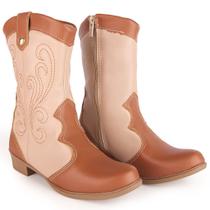 Bota Texana Infantil Menina Bico Fino Moda Country Western Salto Baixo 3cm Confortável Elegante