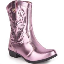 Bota Texana Infantil Menina Bico Fino Moda Country Western Salto Baixo 3cm Confortável Elegante