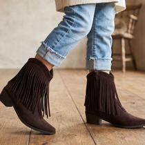 Bota Texana Infantil Menina com Franja e Zíper Lateral Bico Fino Confortável Leve e Macia Estilo Country Ideal para Festas e Rodeios