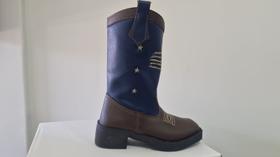 Bota texana infantil reliquia contry bordada bico quadrado cor:marinho marromtamanho:31 Bota texana infantil reliquia contry bordada bico quadrado cor:marinho marromtamanho:31