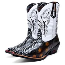 Bota Texana Krn Shoes em Couro Com Bico Fino E Detalhes Em Escamas