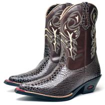 Bota Texana Krn Shoes em Couro Com Bico Fino E Detalhes Em Escamas