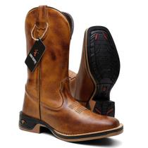 Bota Texana Lisa Couro Sola Borracha Jump Bordada Whisky Bota Texana Lisa Couro Sola Borracha Jump Bordada Whisky